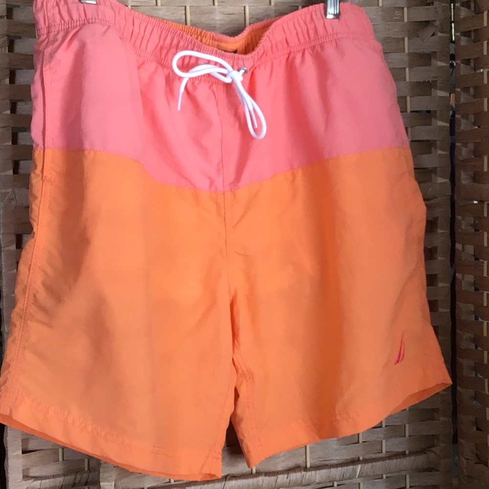 Nautica Men's Two-Tone Orange Swim Trunks